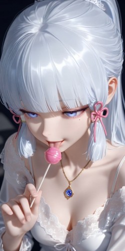 提瓦特女团吃棒棒糖 原神 神里绫华 凝光 游戏壁纸 <strong>ai绘画</strong>
