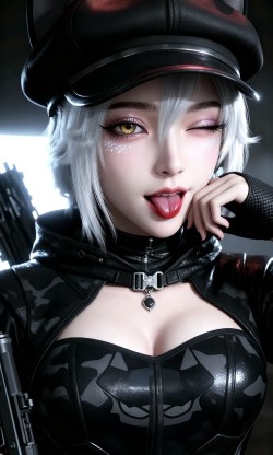 调皮可爱版游戏三角洲行动露娜，皮衣邪恶猫猫头，超高清手机壁纸锁屏