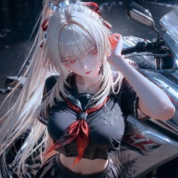 鸣潮二次元AIGC突破次元壁AI绘画美图，平板电脑桌面背景方图