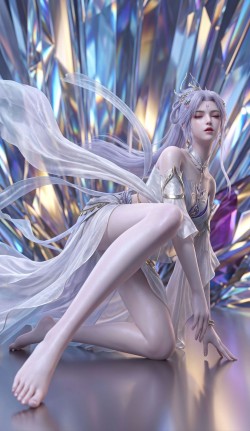 完美世界动画白孔雀仙子AI美图壁纸，内容由AI创作