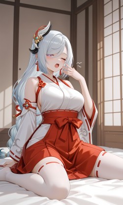 原神申鹤 换装二创 神社巫女 二次元游戏美图