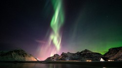夜晚天空 星星 极光风景桌面壁纸