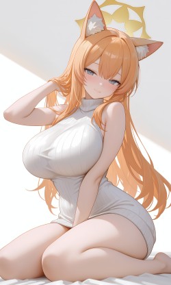 碧蓝档案 二次元游戏角色伊落玛丽 连体毛衣 美腿肉肉腿 兽耳