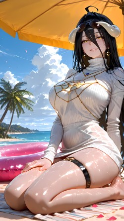 这真是老婆雅儿贝德魅魔 overlord 肉肉腿 沙滩海边日漫<strong>动漫</strong>美女