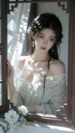 Ai摄影 春日光景 汉服也可以配合蕾丝披肩 创意服装匹配 约拍古风 氛围感