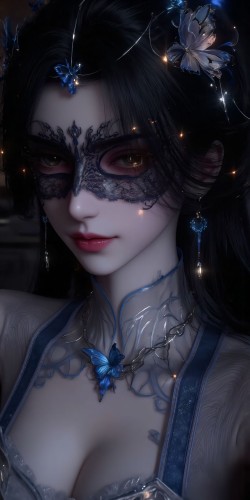 国漫美女 绝美古风 面具妆