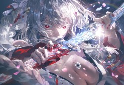 鸣潮绯雪拔剑横版桌面壁纸，二次元游戏电脑壁纸