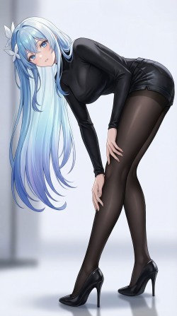 守岸人和椿的肯豆风，二次元游戏美女鸣潮，黑丝袜裤袜高跟鞋大长腿