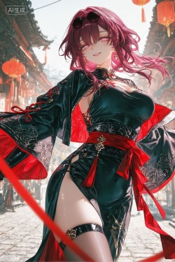 崩坏星穹铁道卡芙卡 二次元壁纸 古风主题黑丝过膝袜美腿