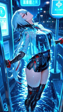 二次元游戏壁纸 原神仆人阿蕾奇诺 黑丝大长腿 冷色调