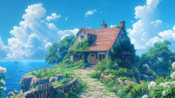 海边美丽小屋风景壁纸