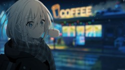 动漫女孩咖啡馆场景