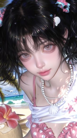 猫系可爱女孩 手机壁纸 背景图片 Ai生成 青春活力