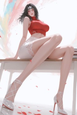 二次元火影忍者成熟的美，夕日红都市丽人，大长腿美腿高跟鞋