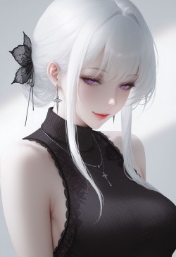 服装灵感 二次元 白毛 人妻穿搭 ai绘画生成