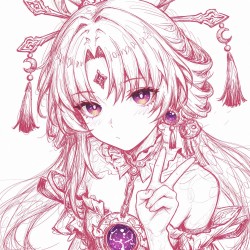 高清头像线条质感 线稿 星穹铁道 流萤 黄泉 七月七