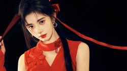 新年红色裙子美女鞠婧祎电脑高清壁纸