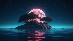 岛屿月夜风景电脑 壁纸