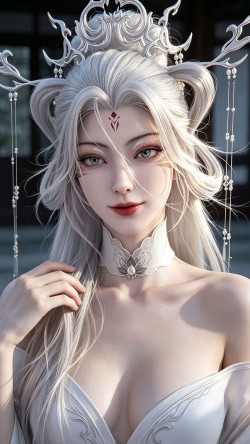 高冷狐仙私下超调皮 诛仙小白 性感白发动漫美女写真版