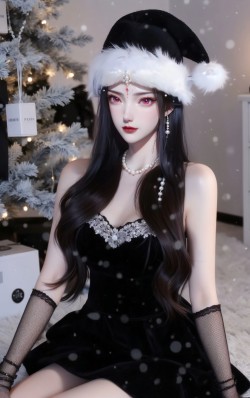 仙逆 红蝶 精致脸蛋 黑色圣诞装 国漫美女