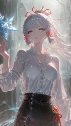 神里绫华壁纸 <strong>原神</strong>手机壁纸 风格唯美 游戏女孩
