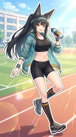 二次元游戏绝区零星见雅，校园操场运动服漫画风格美图