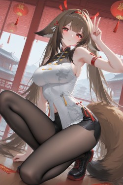 要和小师姐一起么？叶瞬光 绝区零 黑丝裤袜 兽耳尾巴