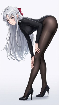 二次元游戏美女鸣潮菲比、珂莱塔，大长腿黑丝袜裤袜高跟鞋