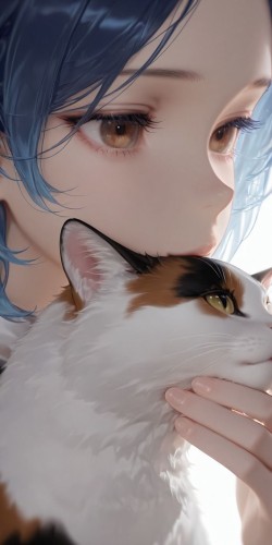 猫和少女 <strong>二次元</strong>女孩 动漫美女壁纸
