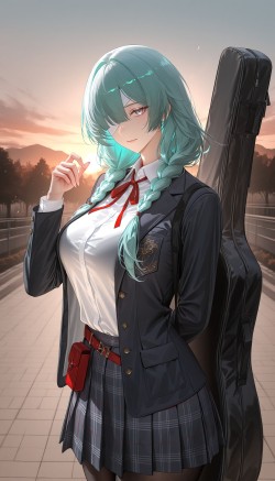 <strong>鸣潮</strong>×吉他：放学后的孤独摇滚要一起吗？二次元 芙露德莉斯 弗洛洛 尤诺