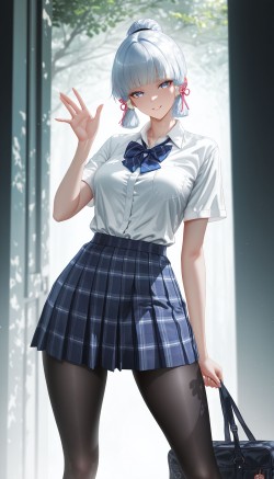 二次元游戏<strong>原神</strong>壁纸 厚黑美学 雷电将军 神里绫华 JK 裤袜丝袜黑丝