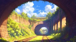 时光火车隧道风景桌面壁纸