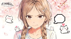 彩铅画动漫女孩桌面壁纸