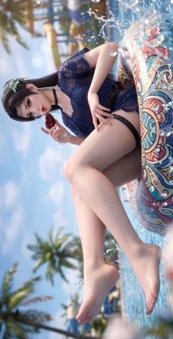 夏日炎炎，泳衣版云韵超甜~Ai绘画 夏日泳池 国漫大长腿御姐