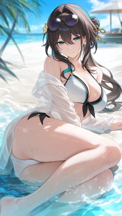 崩坏星穹铁道阮梅泳装泳衣版，二次元游戏少女美图壁纸