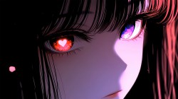 少女眼睛爱心动漫桌面壁纸