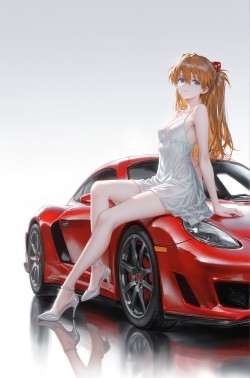 变装的明日香 新世纪福音战士 立绘 二次元少女 AI绘画