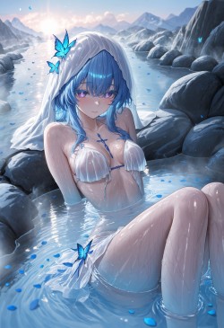 好想泡温泉啊。游戏鸣潮二次元少女 高清壁纸