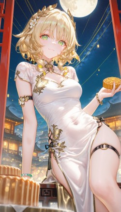 阿格莱雅 中秋节主题 二次元崩坏星穹铁道 黑丝旗袍