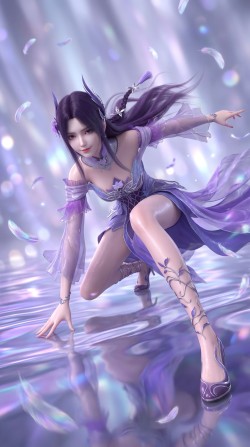 绝美小医仙 国漫美女 斗破苍穹 紫色 幻彩流动 动漫图片