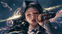 梦幻唱歌女孩 宇宙星球 超清桌面壁纸
