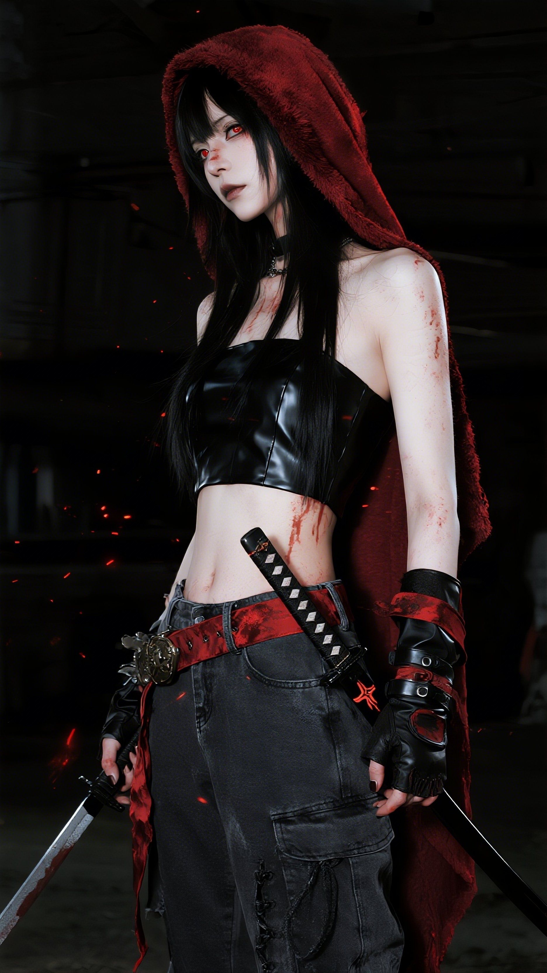 小红帽 cosplay美女 壁纸 背景图 怪诞美学 ai绘画