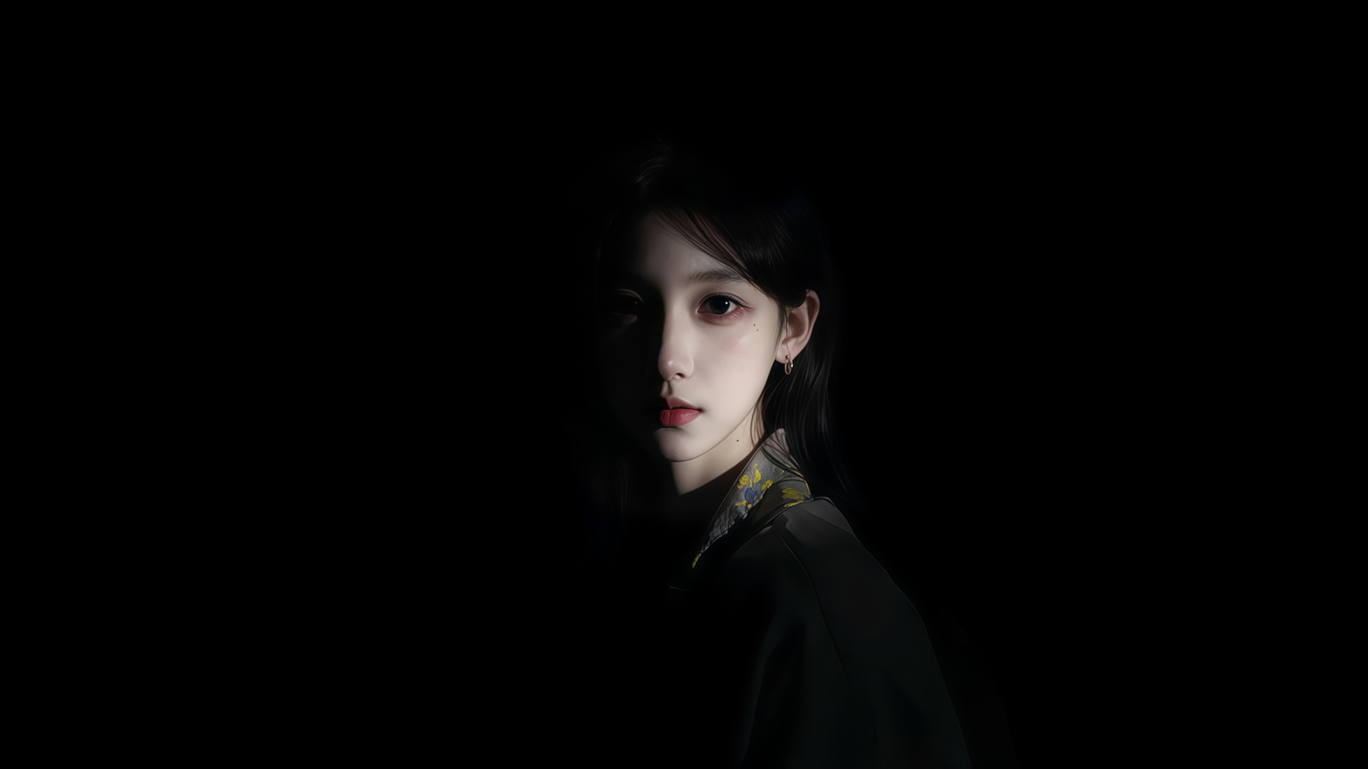 光影 暗黑色系美女电脑桌面壁纸