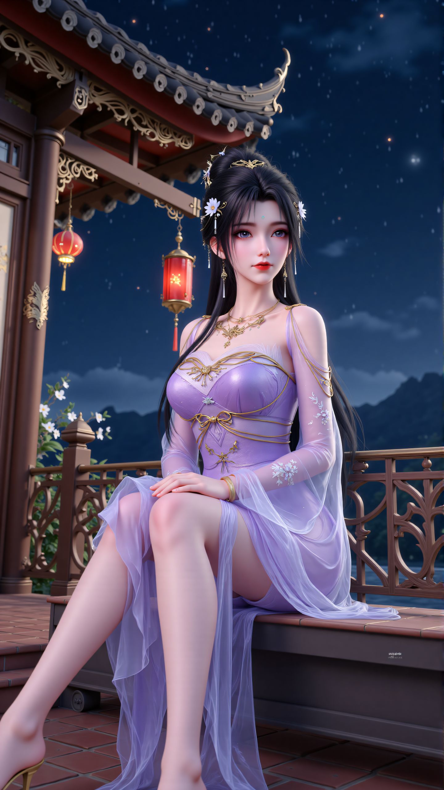 完美世界清漪 国风古装壁纸 国漫女神美女 紫色有韵味