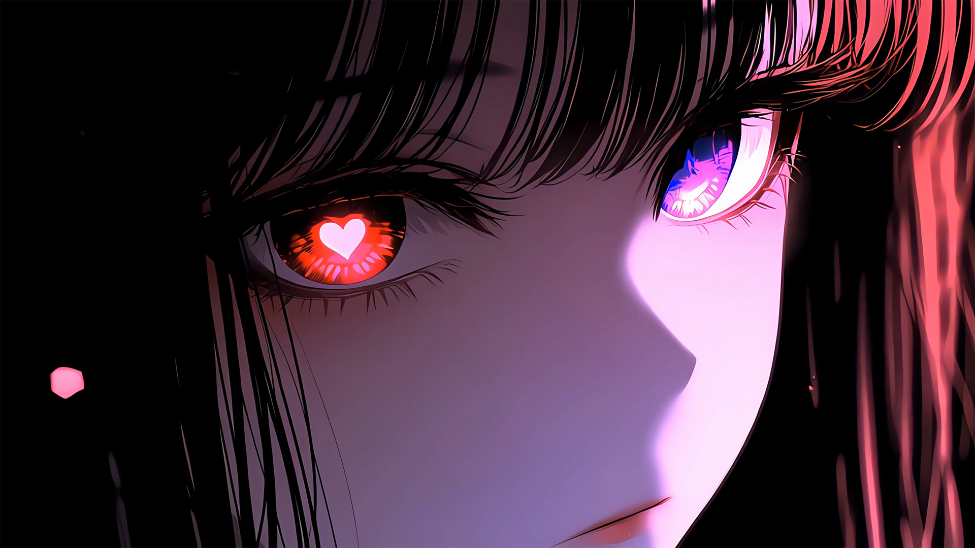 少女眼睛爱心动漫桌面壁纸