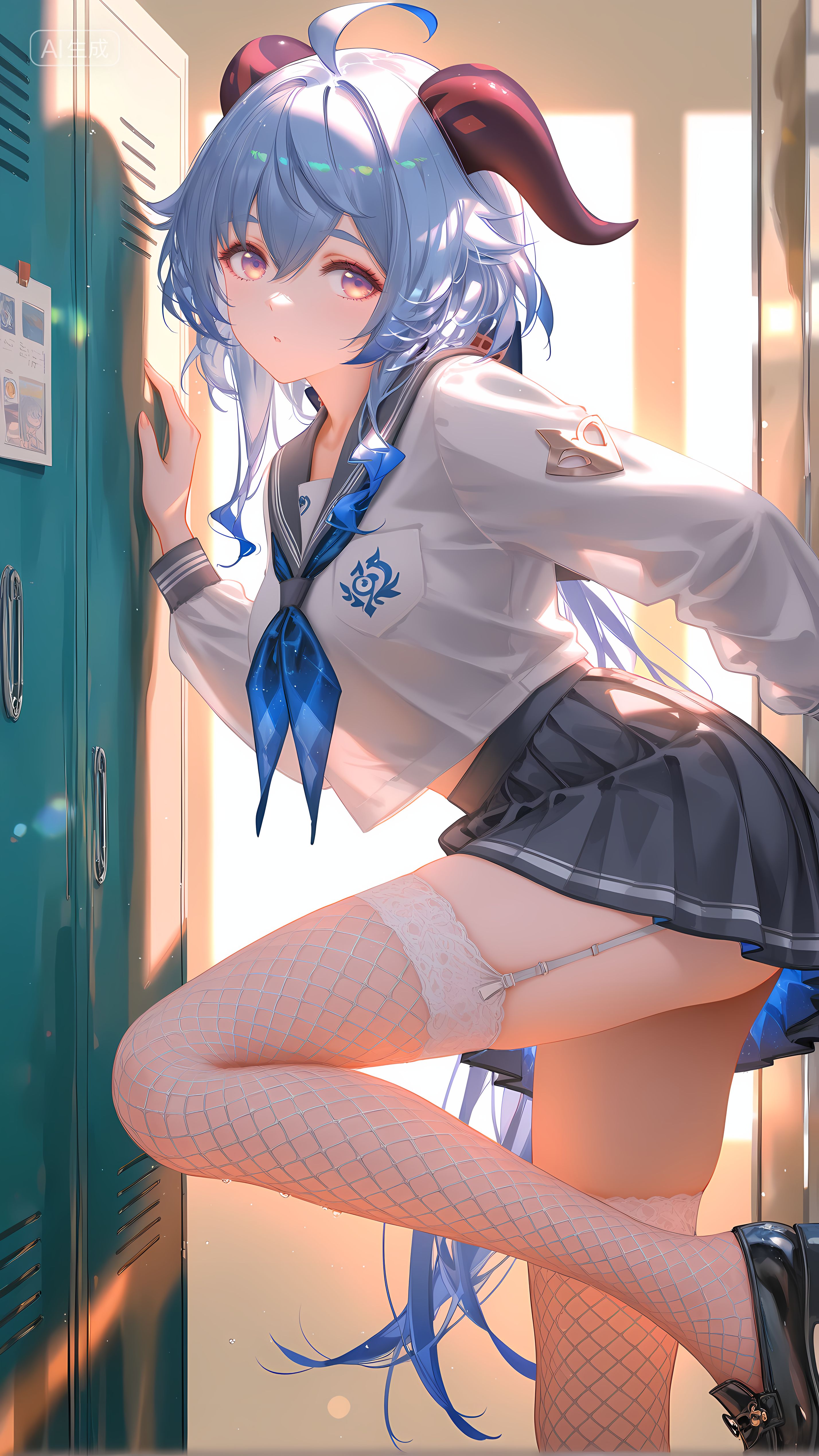 原神 甘雨 旗袍吊带丝袜 渔网袜 裙子JK 百褶裙