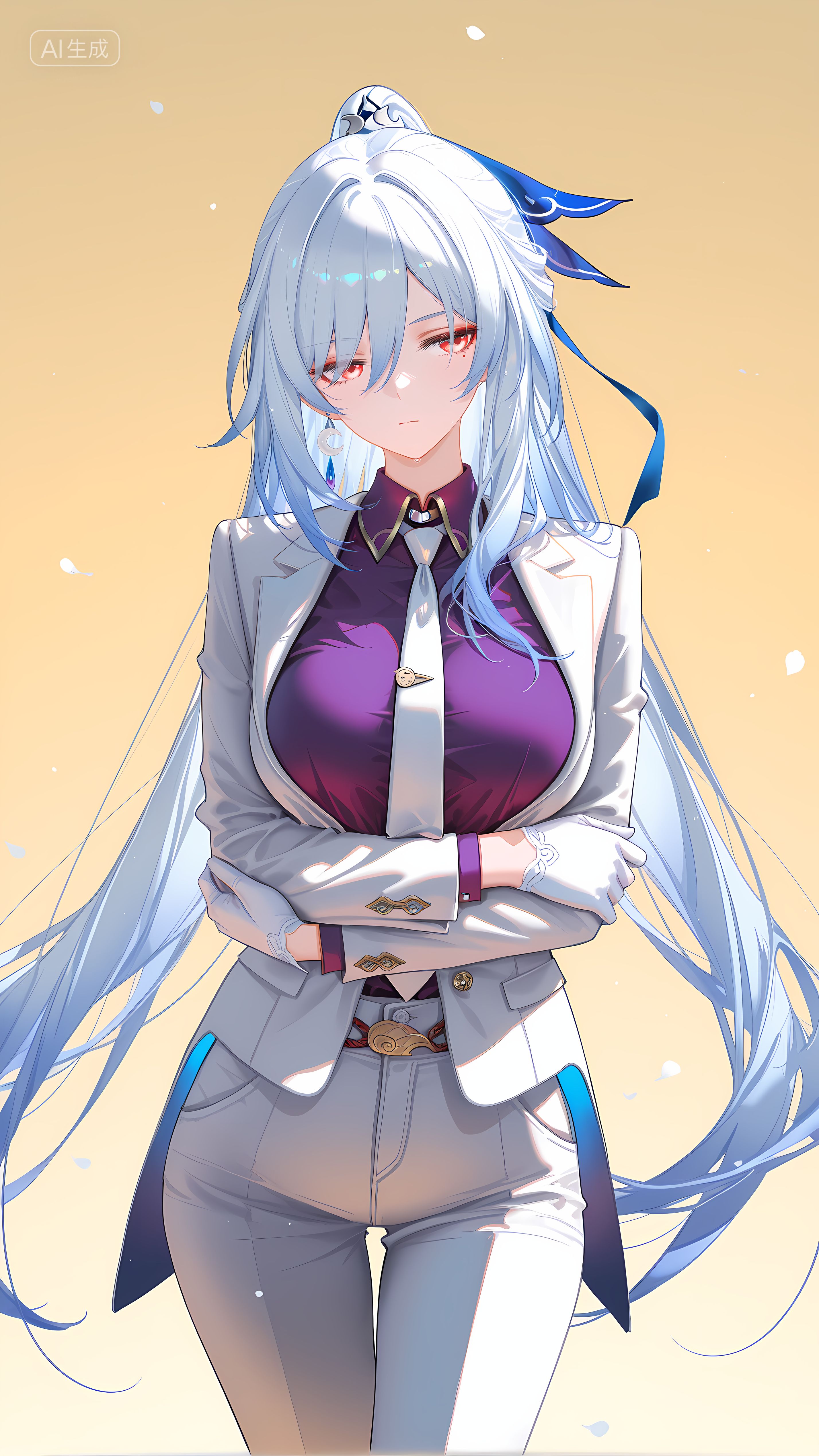 镜流老师 手机游戏壁纸 崩坏星穹铁道 牛仔短裤 丝袜黑丝裤袜 大长腿