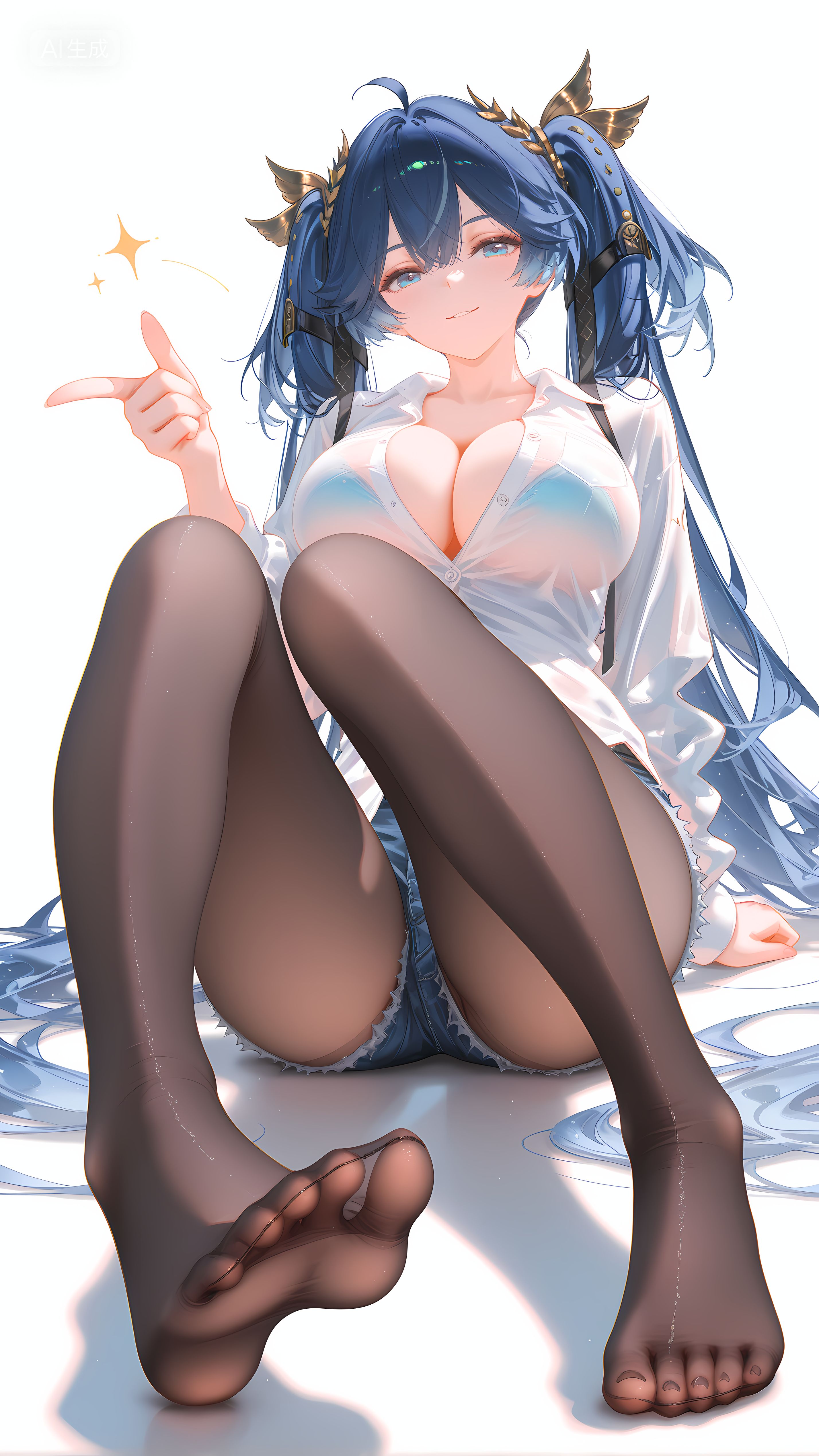 二次元手游鸣潮 角色尤诺 黑丝丝袜裤袜 大长腿