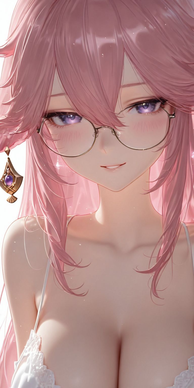 原神八重神子 ai绘画 二次元游戏人物 戴眼镜 美瞳