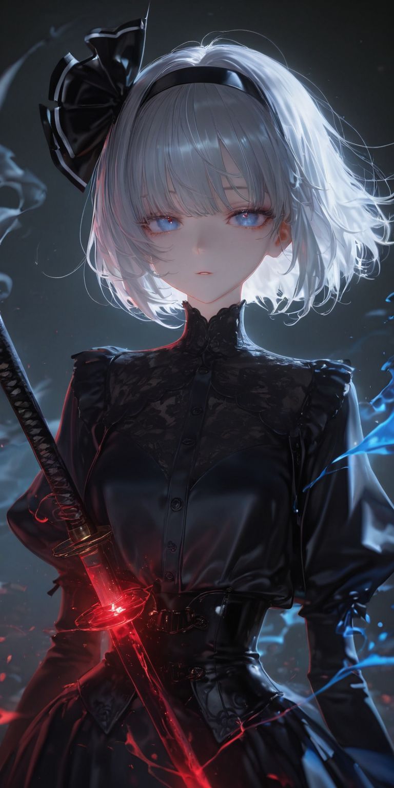 持刀二次元少女壁纸 ai绘画